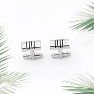 Cufflinks Hot Selling Men's Metal Cylindrical Cufflinks Electroplated French Simple 100 Fashion Stripes Sleeve Nails