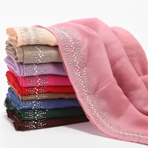 Muslim bling scarf soft TR cotton arab head scarf shawl shiny shawl with stone