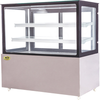 Vitrine réfrigérée commerciale Kolice en verre trempé incurvé pour gâteaux et chocolats, éclairage LED, marbre, 3 niveaux, 500W, certifiée CE