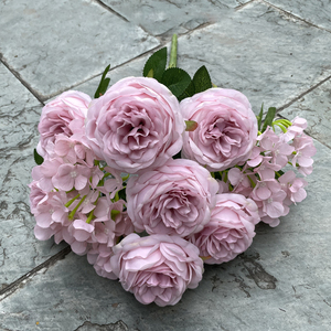 Décorations de fleurs pour mariage M539, bouquet de roses rouges, d'hortensia, pivoines en soie, bouquet de roses pour le <span class=keywords><strong>jardin</strong></span>, en vrac - Product Image 4