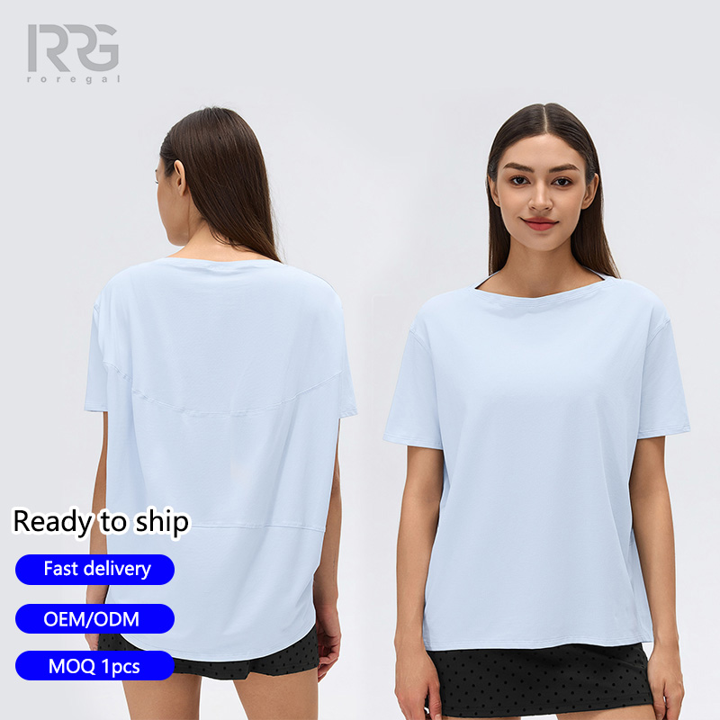 Roregal Summer Women's Casual Running T-Shirt Loose Breathable Short Sleeve Yoga Top