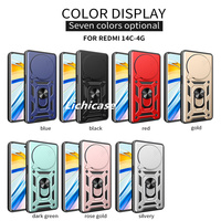 Protection d'objectif Lichicase support magnétique armure couverture arrière pour Redmi 14C 4G TPU + PC étui robuste