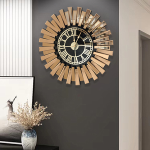 Phòng Khách Sang Trọng Trang Trí Nội Thất Thời Trang Vàng Kính Đồng Hồ Treo Tường Thiết Kế Độc Đáo Pha Lê Bị Gãy Kim Cương Arabesque Vòng 3D Đồng Hồ Treo Tường - Product Image 3