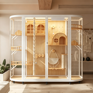 Villa con Logotipo Personalizado, Estructura Desmontable, Multi-Cueva, Marco Blanco de Madera para Almacenamiento y Cría de Múltiples Gatos - Product Image 3