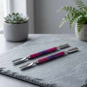 Dual-End Stainless Steel Cuticle Pusher <b>Tool</b> <b>Set</b> with <b>Pink</b> Gradient Handle for Manicure Care Eco-friendly & Reusable - Product Image 4