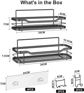 Estante organizador para estante de ducha, adhesivo sin perforación para accesorios, estante de <span class=keywords><strong>cocina</strong></span> para almacenamiento de baño, paquete de 2 - Product Image 2