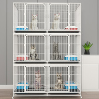 Cage pour animaux de compagnie, 3 étagères, 6 portes, tailles multiples, bon marché, pour élevage de chats, maille tressée, grande taille, bleu marine