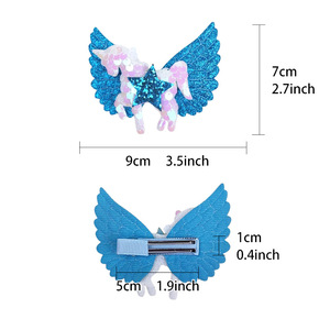 Pinza de Pelo Personalizada de Metal con Unicornio y Lazo de Estrella, Horquilla con Alas de Ángel Brillantes para Niñas, Accesorios Adorables para <span class=keywords><strong>el</strong></span> Cabello con Lentejuelas - Product Image 2