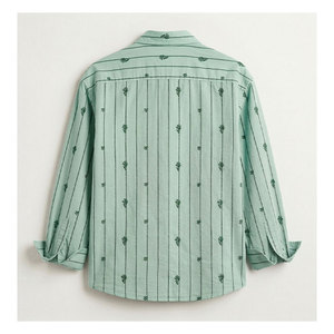 เสื้อเชิ้ตแขนยาวลำลองผู้ชายทรงปกติ ปักลาย ปิดกระดุม ระบายอากาศได้ดี ลายทางย้อมสีจากเส้นด้ายฝ้ายออร์แกนิก ราคาสุดคุ้ม - Product Image 1