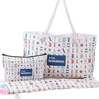 Ensemble de Mahjong Américain Personnalisé en PU avec Housse de Protection Minimaliste Unisexe et Sac de Rangement pour 4 Joueurs, Support et Poussoir de Cartes