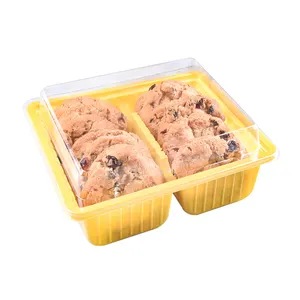 Boîte d'emballage de pâtisserie, noix croustillante, biscuit, deux compartiments, matériau de qualité alimentaire, récipient transparent et transparent