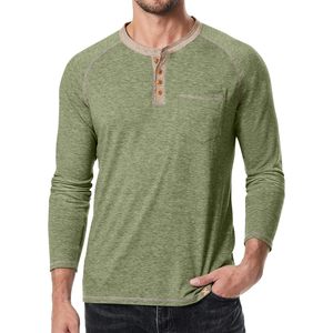 2025 camisetas informales para hombres, camisetas de algodón elástico Henley de manga larga/corta con bolsillos, camisetas informales - Product Image 3