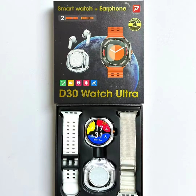 D30 Ultra Smart Watch With Earbuds Set Amoled Health Monitor Compass Travel Fashion Relojes Inteligentes for Men Women 2014