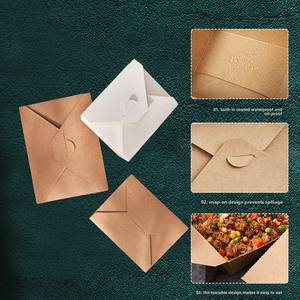 Kotak Makan Siang Persegi Kertas Coklat Ramah Lingkungan Tahan Air untuk Makanan Cepat Saji, Salad, Barbekyu, Ayam Goreng, Nasi Goreng - Product Image 3