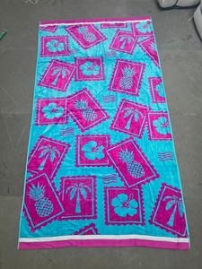 <b>Screen</b> Printed Cotton Beach Towel Breathable Velour <b>Bath</b> Towel Tropical Pattern for Beach Travel - Product Image 1