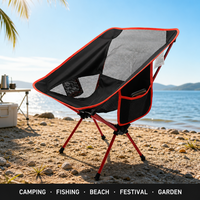 Lot de 2 chaises de camping Sportneer à cadre en aluminium léger - Pliables et compactes pour une utilisation en extérieur (randonnée, voyage) - Poche latérale - Orange