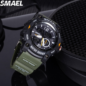 Montre SMAEL 8007 avec grand cadran de 54 mm, double affichage, étanche 30-50 m, bracelet en PU, multicolores, montre de sport d'extérieur - Product Image 2