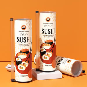 บรรจุภัณฑ์ซูชิแบบกระดาษทรงกระบอก <span class=keywords><strong>พ</strong></span>ิม<span class=keywords><strong>พ</strong></span>์ลายได้ เป็นมิตรกับสิ่งแวดล้อม ใช้สำหรับอาหาร  แบบกดเปิดได้ - Product Image 2