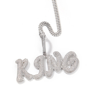 Nombre personalizado Bling iniciales collar más nuevo estilo Hip-Hop firma fuente letra colgante joyería de moda - Product Image 2