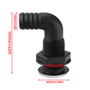 Isure 3 en nylon noir, sortie de drain incurvée, quincaillerie marine pour bateau, filetée, anti-corrosion - Product Image 2