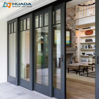 Portes coulissantes en aluminium pour balcon, porte coulissante résistante aux chocs, verre trempé, porte extérieure étanche, portes coulissantes et relevables pour patios de maisons
