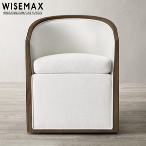 WISEMAX mobili classici mobili viventi contemporanea in legno di fumo di quercia tondeggiante sedia in tessuto a botte poltrona imbottita - Product Image 4