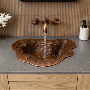 Lavabo en bronze artisanal pour salle de bain de luxe, <span class=keywords><strong>design</strong></span> topographique en terrasses avec des éléments sculpturaux pour la décoration de ferme - Product Image 1
