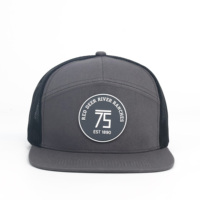 Casquettes de camionneur personnalisées à 7 panneaux avec logo en patch de caoutchouc pour hommes, camouflage personnalisé sur les casquettes