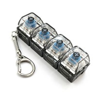 Porte-clés transparent LED avec interrupteur de clavier, 4 boutons, anti-stress, pendentif, souvenir en plastique, cadeau