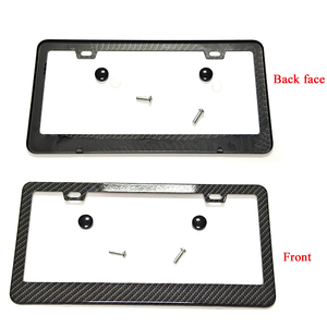 Cadre de plaque <span class=keywords><strong>d</strong></span>'<span class=keywords><strong>immatriculation</strong></span> standard américain en acier inoxydable, motif fibre de carbone, noir argenté, pour <span class=keywords><strong>plaques</strong></span> de taille américaine - Product Image 5