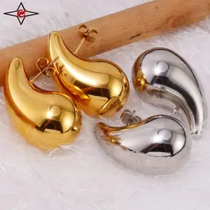 Custom Jewelry Water Drop Earring 18k Gold Chunkys Stud Earrings Stainless Steel Earring For Women