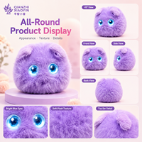 Peluche AI Raton Laveur Violet avec Vibration, Capteur Tactile, Réplique Vocale, Mémoire Longue Durée, Plus de 50 Langues, Yeux LED, WiFi 2.4G
