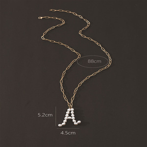 Collar con Letra Inglesa, Cadena para Suéter de Aleación de Zinc y Perla, Accesorio de Regalo Unisex - Product Image 2