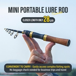 Canne à pêche télescopique 5ft 5'6 UL Power Fast Action 2-10g 2-8lb, pointe en titane, poignée en bois de camphre, guides Fuji, spinning et casting - Product Image 3