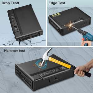 生体認証ガンセーフ、ハンドガン用セーフ、指紋/キー/パスコードによる<span class=keywords><strong>3</strong></span>つのクイックアクセス、ナイトスタンド、車、家庭用ガンロックボックス - Product Image 6