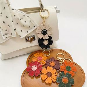 Handmade Genuine Leather Flower Keychain Handbags Tote Bags <b>Gifts</b> Flower Decorative Keyring Women Bag Purse Pendant Charms - Product Image 1