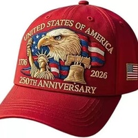 En stock, envío el mismo día a EE. UU. Gorra de Béisbol Bordada en 3D de PVC de 6 Paneles, Edición 250 Aniversario, Transfronteriza, para los Más Vendidos