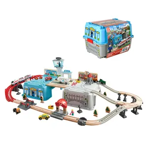 Hape ילדי רכבת רכבת קלאסי עץ חג המולד מסלול לילדים עץ דגם סט רכבת חריץ צעצועי סט