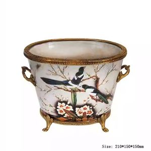 Vase en céramique bleu blanc en <span class=keywords><strong>porcelaine</strong></span> ornement chinois créatif en forme de main maison salon arrangements floraux meuble TV jardin - Product Image 6