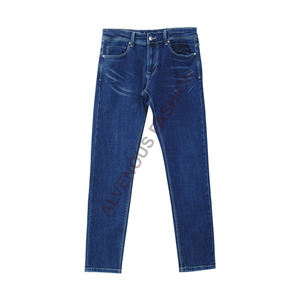 กางเกงยีนส์ขาตรงสำหรับผู้ชาย, กางเกงผ้าเดนิมแบบลำลองมีกระดุมระบายอากาศสีพื้นสำหรับฤดูใบไม้ร่วง - Product Image 1