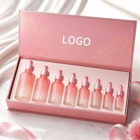 Flacon compte-gouttes pour sérum cosmétique 5ml 10ml 15ml 20ml 30ml 50ml 100ml, verre dépoli dégradé rose, bouchon à vis, cosmétiques de luxe