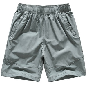 Quality Plain Color Nylon Stretchy <strong>Knee</strong> <strong>Length</strong> Active Sports <strong>Men</strong> <strong>Shorts</strong> Zipper Pockets Casual Wear Gym <strong>Shorts</strong> - Product Image 1