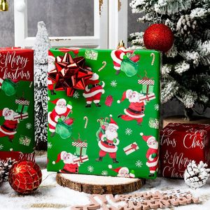 Vintage Christmas <b>Wrapping</b> <b>Paper</b> Green Reversible Santa Theme 17 Inch X 33 Feet Gift Wrap Craft Use Recyclable - Product Image 4