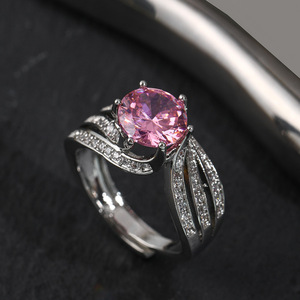 Copper European American-style Solitaire Lab Created Zircon Pave-set Trendy Wedding Engagement <b>Ring</b> for Women Popular Geometric - Product Image 1