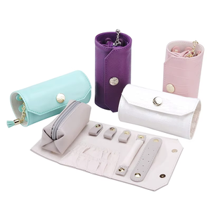 Roll <b>Up</b> PU Leather Travel Jewelry Organizer With Magnetic Closure And Multi Functional Compartments - Product Image 3
