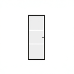 Porte de séparation intérieure en verre ESG noir et aluminium, 29,9 po x 79,3 po, design minimaliste, isolation acoustique, ouverture latérale - Product Image 1