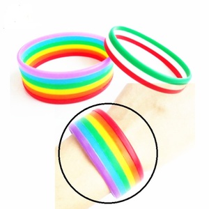 2026 Rainbow Striped Silicone <b>Wristband</b> with Custom Logo Eco-Friendly Multi-Size Screen Printed <b>Promotional</b> Gift for Events - Product Image 1