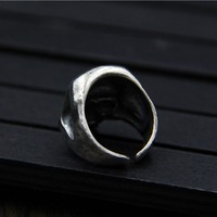 Bague Crâne Rétro BOCAI en Argent S925 pour Homme, Design Original Personnalisé, Bijou Hip-Hop Punk en Argent, Bague de Mariage