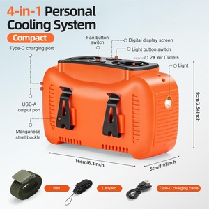 Ventilateur portable sans pales 12000 mAh pour extérieur, avec écran numérique, batterie USB, utilisation voiture/maison, à suspendre à la taille - Product Image 5