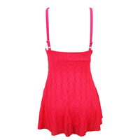Maillot de bain rouge personnalisé en dentelle crochetée imprimée avec bijoux, ensemble tankini fluide pour femme, vente en gros, approvisionnement en vrac